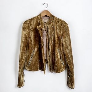Free People Dusk Til Dawn Velvet Moto Jacket